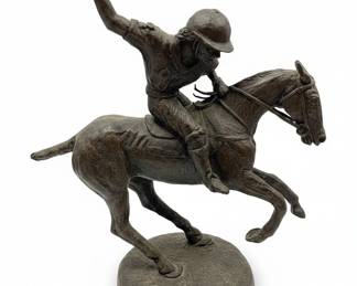 Bronze Jockey and Horse Sculpture After Frederic Remington