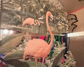 Vintage Robert Stern Pink Flamingo Lithograph Mirror second image