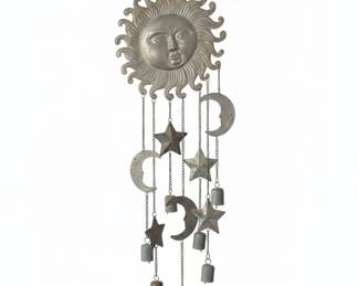 Celestial Sun and Moon Metal Wind Chime with Bells