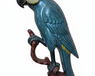 Ceramic Blue and Yellow Macaw Wall Sculpture