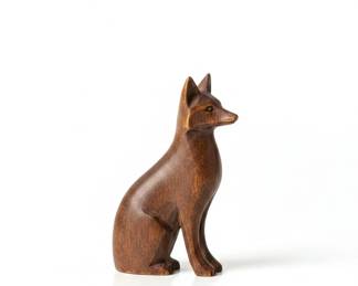 Carved Ironwood Howling Coyote Figurine