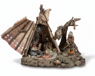 Native American Diorama with Teepee and Figures second image