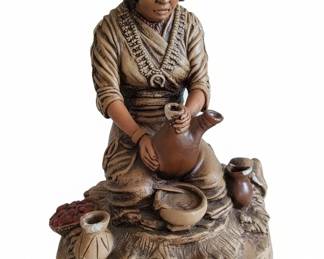 Native American Woman with Pottery Figurine by Apsit Brothers