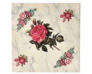 Decorative Marble Tile with Floral Decal