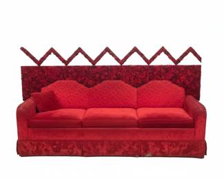 Adrian Pearsall Style Red Velvet Sofa second image