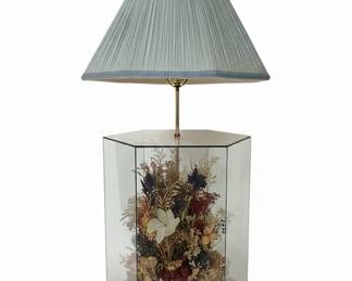 Terrarium Table Lamp with Dried Botanicals and Butterflies