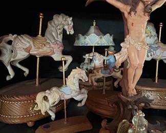 Carousel Horses and Religious Figurine