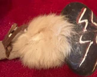 Native American Style Ceremonial Rattle or Club with Lightning Bolt Motif second image