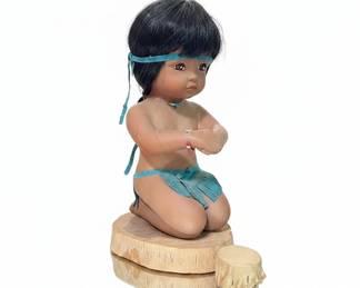Native American Inspired Porcelain Doll LT Rain Watcher