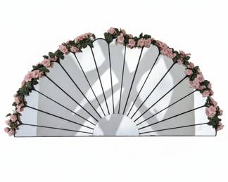 Art Deco Fan Mirror with Faux Floral Embellishment Large