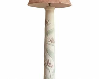 Plaster Floor Lamp with Bird of Paradise Motif Serge Roche Style