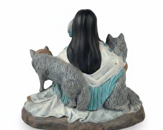 Native American Woman with Wolves Figurine by Therie third image