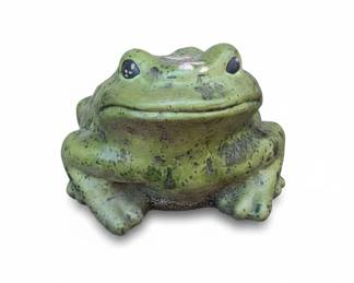Green Ceramic Bullfrog Statue