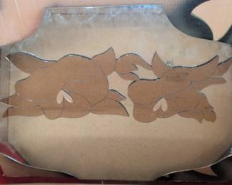 Art Deco Style Beveled Mirror with Etched Floral Design