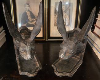 Brass rabbit bookends