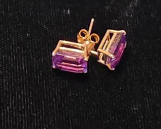 14K earrings. One of several pairs of earrings with large stones in this sale.