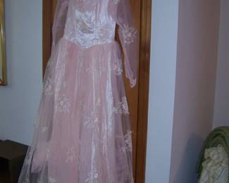 1950's Pink Wedding Dress with matching shoes