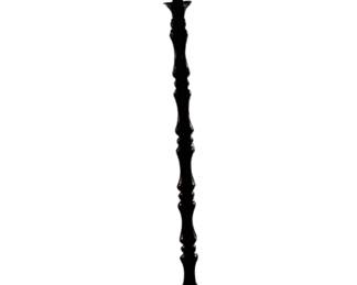 075 Dark Wood Turned Floor Lamp with Beige Drum Shade