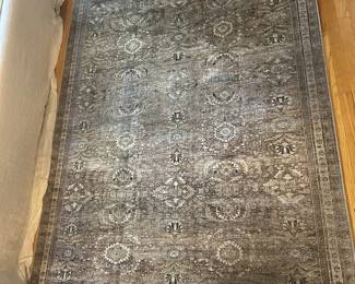 017 Distressed 5 x 75 PersianStyle Area Rug in MossDark TaupePale BlueTones