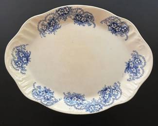032 Antique Blue White Myott and Sons Transferware Oval Serving Platter