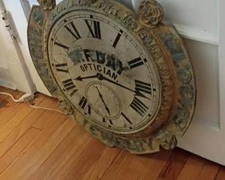 082 Antique Cast Iron Oversized Pocket Watch Trade Sign Clock  WF Day Optician Jewe