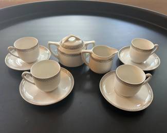 060 Vintage Porcelain Espresso Set with Sugar Bowl and Creamer