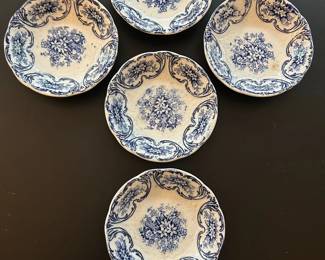 046 Antique Meissen Blue White Transferware Dessert Dishes