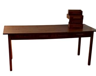 071 Antique Pine Farm Table with Drawers