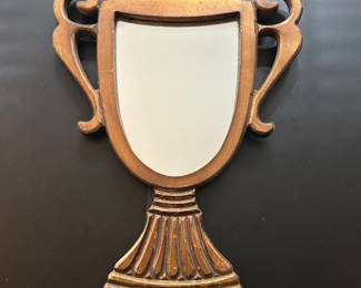 006 Trophy Cup Shaped Mirror with Ornate Wood Frame