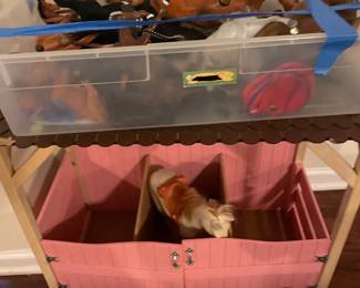 015 Breyer Horse Collection with Pink Wooden Stable Barn