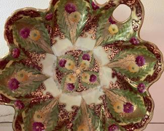 017 Antique Nippon HandPainted Porcelain Handled Dish