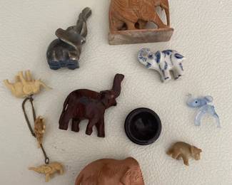 008 Collection of Elephant Figurines Mixed Materials