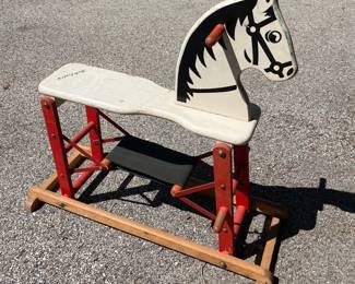 050 Vintage Wooden Rocking Horse Saftcraft Style