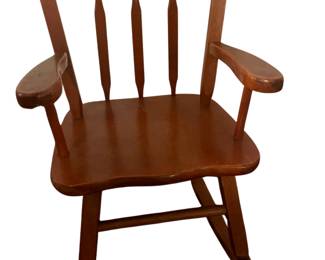 072 Vintage Childs Wooden Armchair with Painted Decor