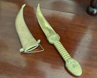 029 Decorative Brass Dagger with Ornate Scabbard