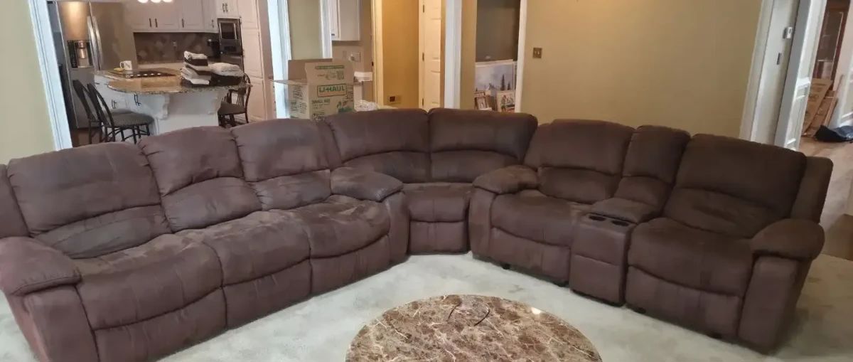 001 3Piece Suede Sectional Ultimate Comfort  Reclining Luxury