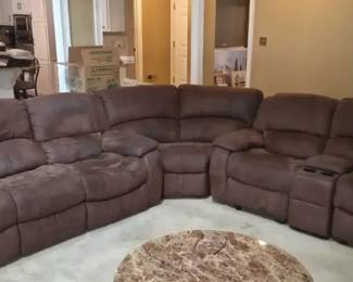 001 3Piece Suede Sectional Ultimate Comfort  Reclining Luxury