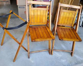 Wooden Folding Chairs  Luggage Rack Set