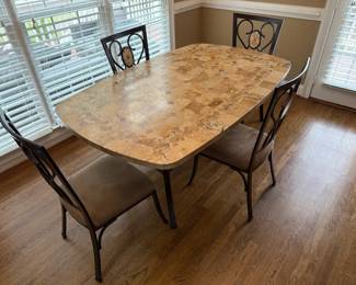 002 Hillsdale Furniture Dining Set with MarbleStyle Tabletop