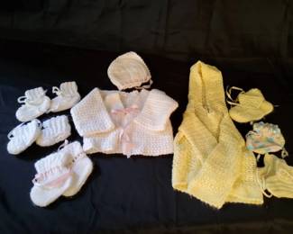 HandKnit Infant Apparel Set Sweaters, Bonnet  Booties