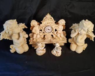 Ornate VintageStyle Cherub  Cupid Decor Collection with Mantel Clock