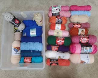Large Assortment of Craft Yarn Red Heart, Caron,  More