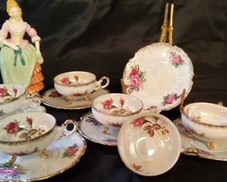 Vintage Made In Occupied Japan Maiden Figurine  Floral Tea Set Collection