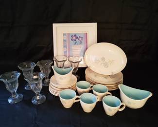 Vintage Ever Yours Blue Flower Dinnerware  Corelle Dining Lot