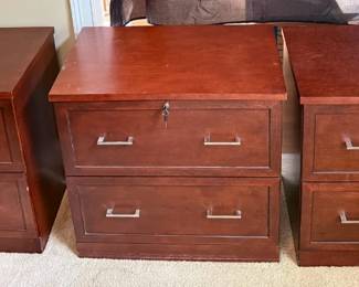 Set of 3 Matching Dark Wood TwoDrawer Filing Cabinets