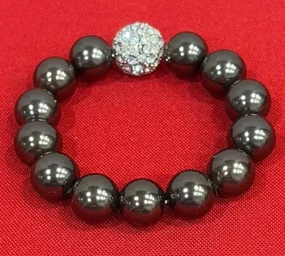 Beaded Bracelet With Rhinestone Ball