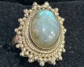 925 Stamped Laborite Ring