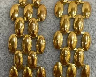 Gold Colored Linked Earrings Pierced