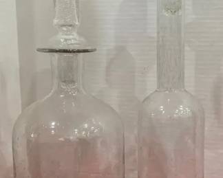 2 Unique Glass Bottles Great For Home Decor