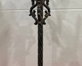 Large Metal Candle Holder With Glass Globe Heavy